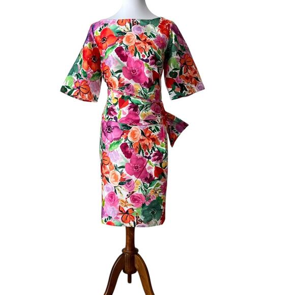 Plus Size Cocktail Dress 1X Retro 60s Style Semi Formal 16W Fall Floral Eshakti - Picture 6 of 11